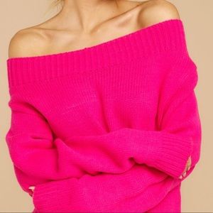 Pink Off the Shoulder Sweater